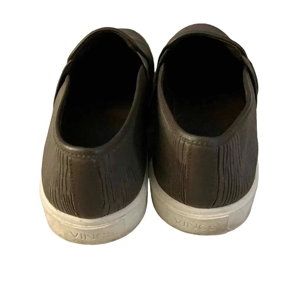 Vince Dark Gray Blair Textured Leather Slip On Sneakers - W7 - Y2K Skater Shoes